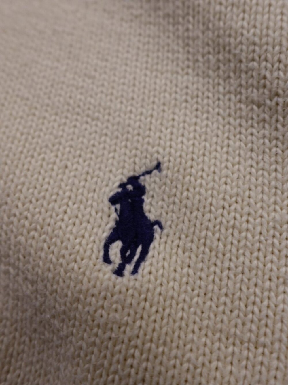 Polo Ralph Lauren Quarter Zip Sweater Men’s Medium Cream Cotton Classic - Picture 2 of 11